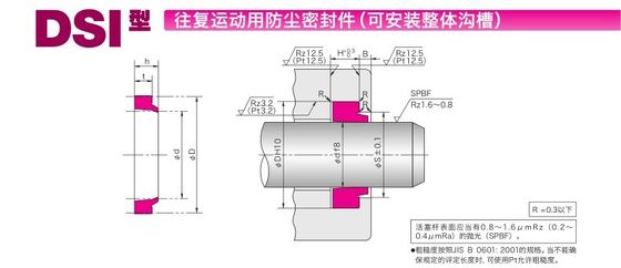 Original Japan DSI Staubschacht Typ Gelb Hydraulische Öldichtung Druckdichte und Verschleißdichte Kolbendichtung Ring